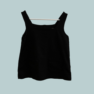 Madewell Black Square Neck Sleeveless Pocket Button Tank Top